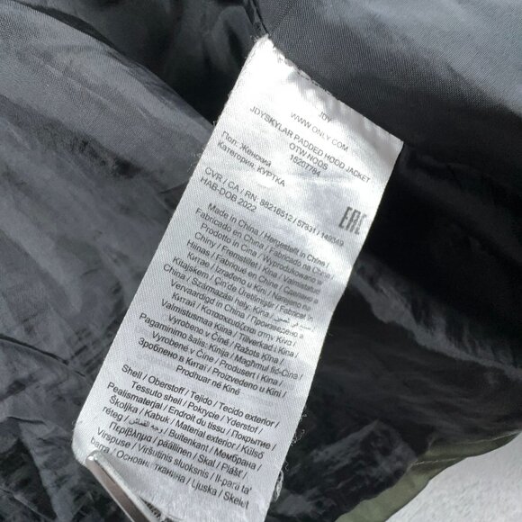 JDY Skylar Chevron Padded Jacket Long Hooded Womens Army Green Size Small - Picture 8 of 15